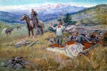 old american west Painting - cowboy robbers western